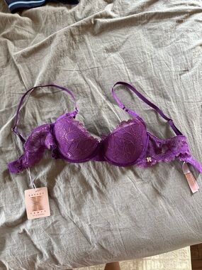 Savage X Fenty Purple SAVAGE NOT SORRY LIGHTLY LINED LACE BALCONETTE BRA